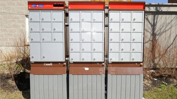Canada Post community mailboxes, Toronto, Ont., April 15, 2015. THE CANADIAN PRESS IMAGES/Dominic Chan