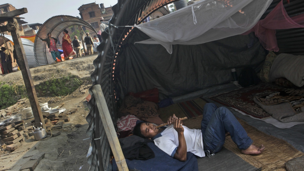 Temporary shelters in Nepal