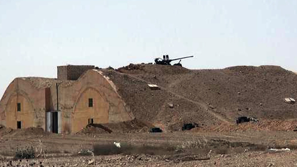 Bunker with heavy machine gun at Palmyra air base