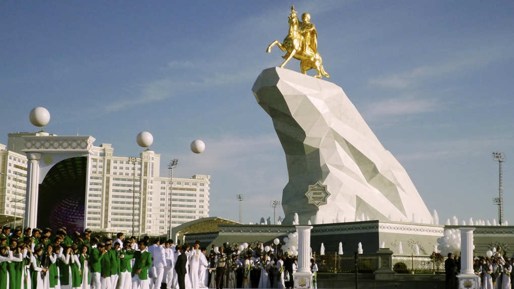 Golden statue of Turkmenistan leader