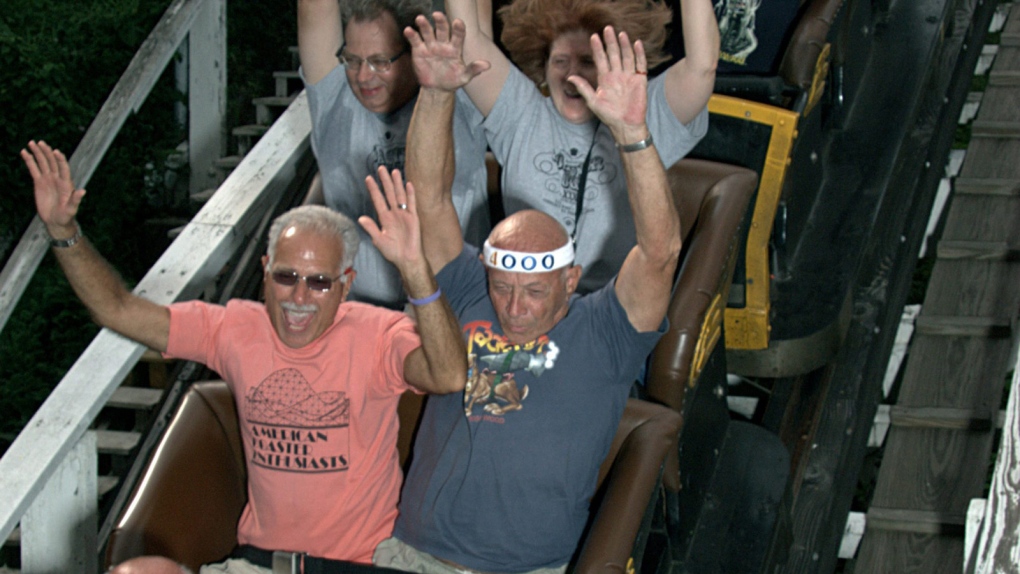 Vic Kleman rides roller coaster in Pennsylvania