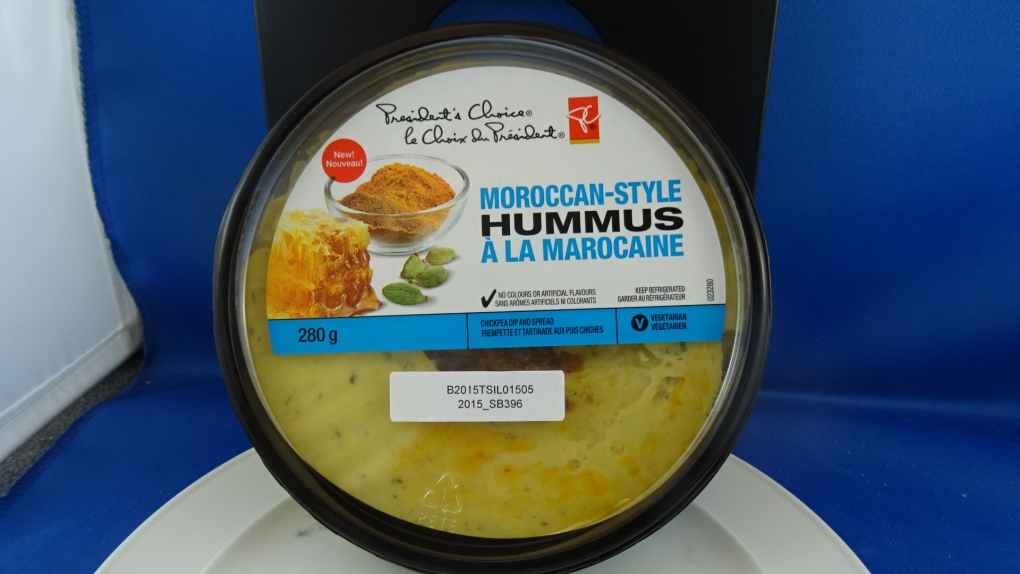 Moroccan-style hummus with a best before date of J