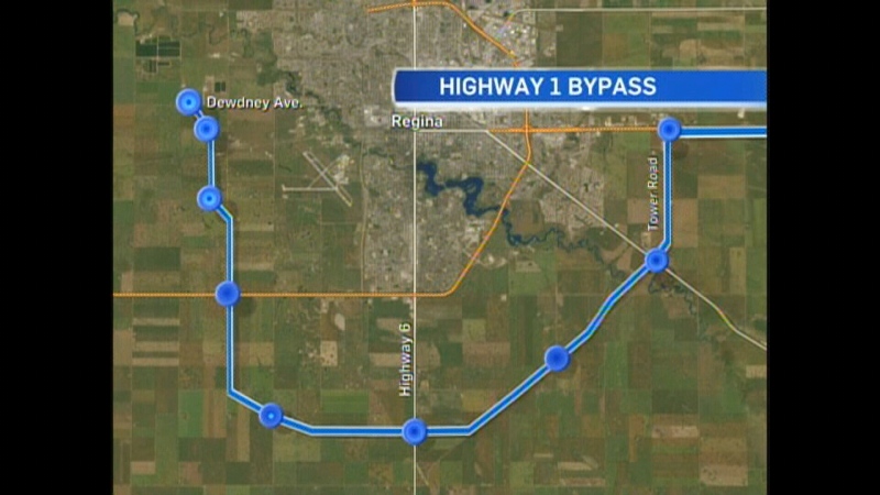 The route for the new Regina bypass is seen in this map.