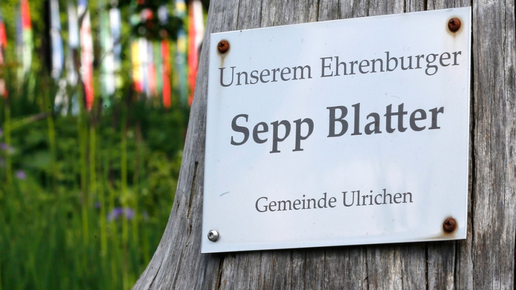 FIFA President Sepp Blatter's name on a sign