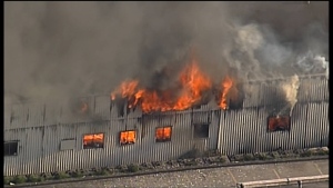 Blazing inferno: Fire crews battle warehouse blaze