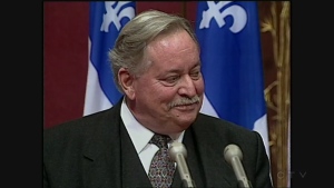 Jacques Parizeau announces his resignation as Premier of Quebec and leader of the Parti Quebecois on Oct. 31, 1995