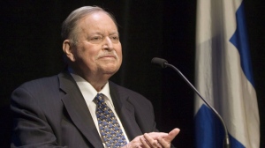 Former Quebec Premier Jacques Parizeau listens to his introduction at the launch of his new book on November 5, 2009 in Montreal.  THE CANADIAN PRESS/Ryan Remiorz