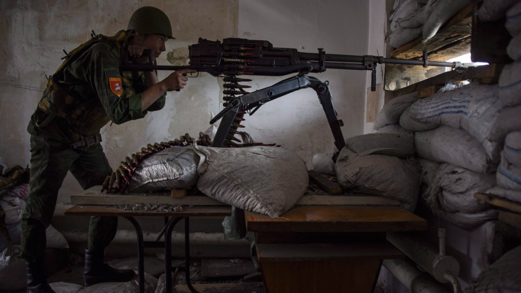 Russia-backed rebel outside Donetsk, Ukraine