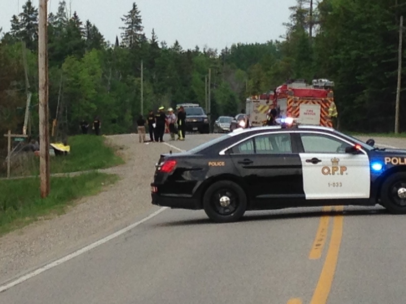 A portion of Hockley Road was closed near Hockley Valley on Thursday, June 4, 2015 after an SUV rolled and hit a hydro pole. (Jim Holmes / CTV Barrie)