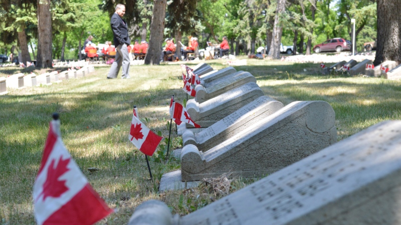 Dozens of people gathered at Victoria Park in Regina to commemorate the 71st anniversary of D-Day on Saturday, June 6, 2015. (CTV REGINA/Amanda Symynuk)