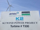 One of the 140 turbines of the K2 Wind Power Project is seen near Goderich, Ont. on Monday, June 8, 2015. (Scott Miller / CTV London)