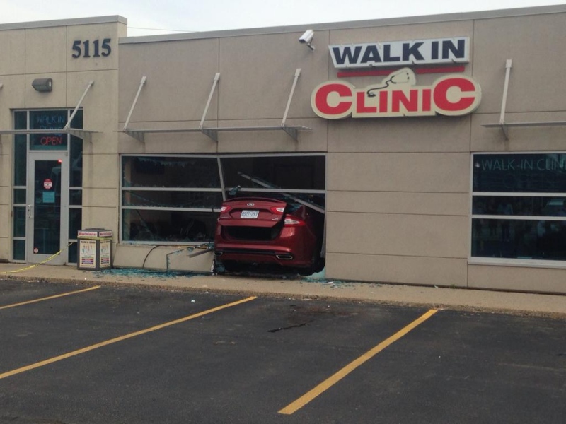 A vehicle crashed into a walk-in clinic on Tecumseh Road in Windsor, Ont. on Monday, June 8, 2015. (Rich Garton / CTV Windsor)