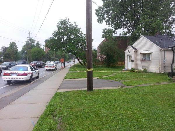 London police guard the scene after another stabbing in London, Ont., on June 9, 2015. (CTV London)