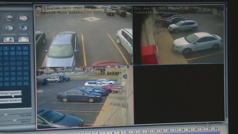 Surveillance video captured a car crashing into a walk-in clinic in Windsor, Ont. (Courtesy Westminster Medical Clinic) 