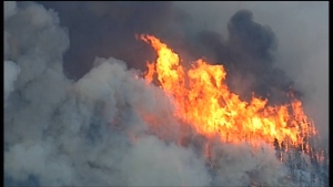 Wildfire threatening buildings near Lytton
