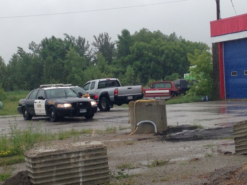 OPP are on scene in Waubashene where a man was killed while working on a truck on Friday June 12, 2015. (Geoff Bruce / CTV Barrie)