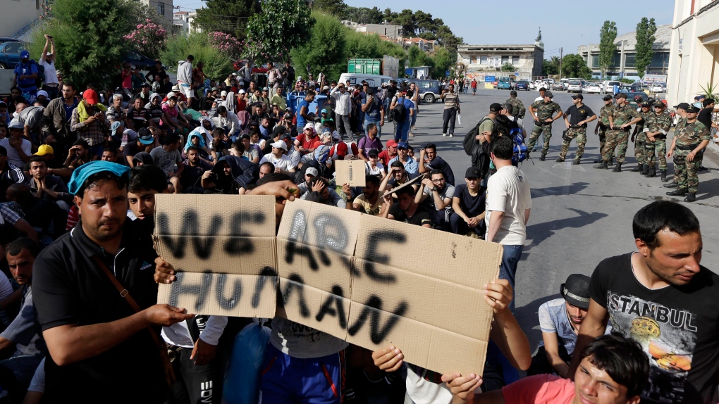 MIgrants protest in Greece