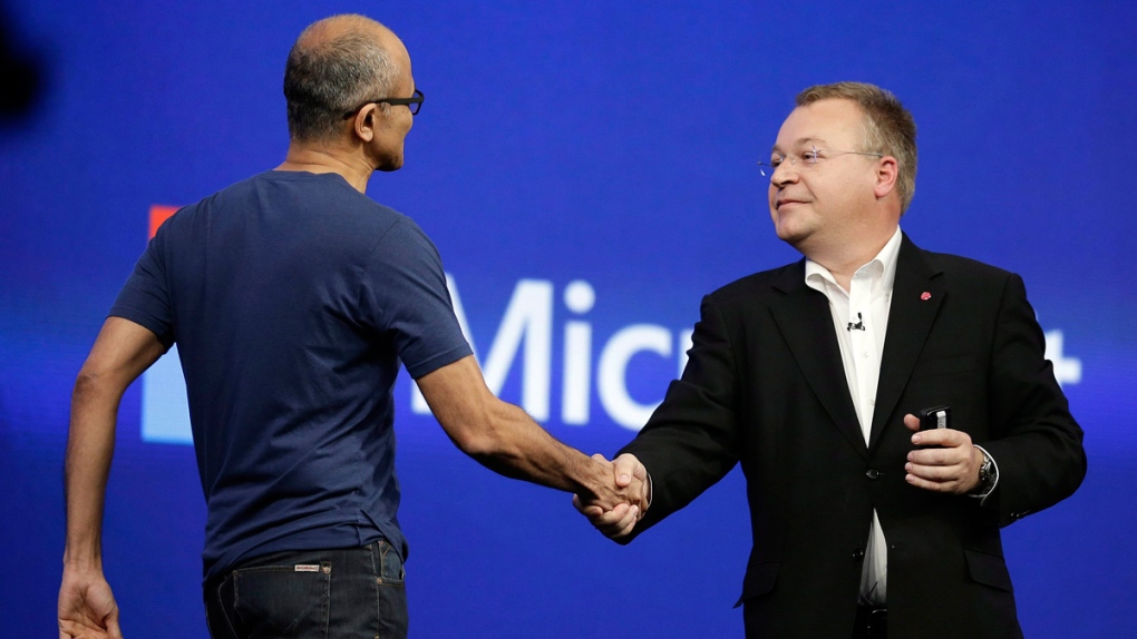 Stephen Elop, right, in San Francisco