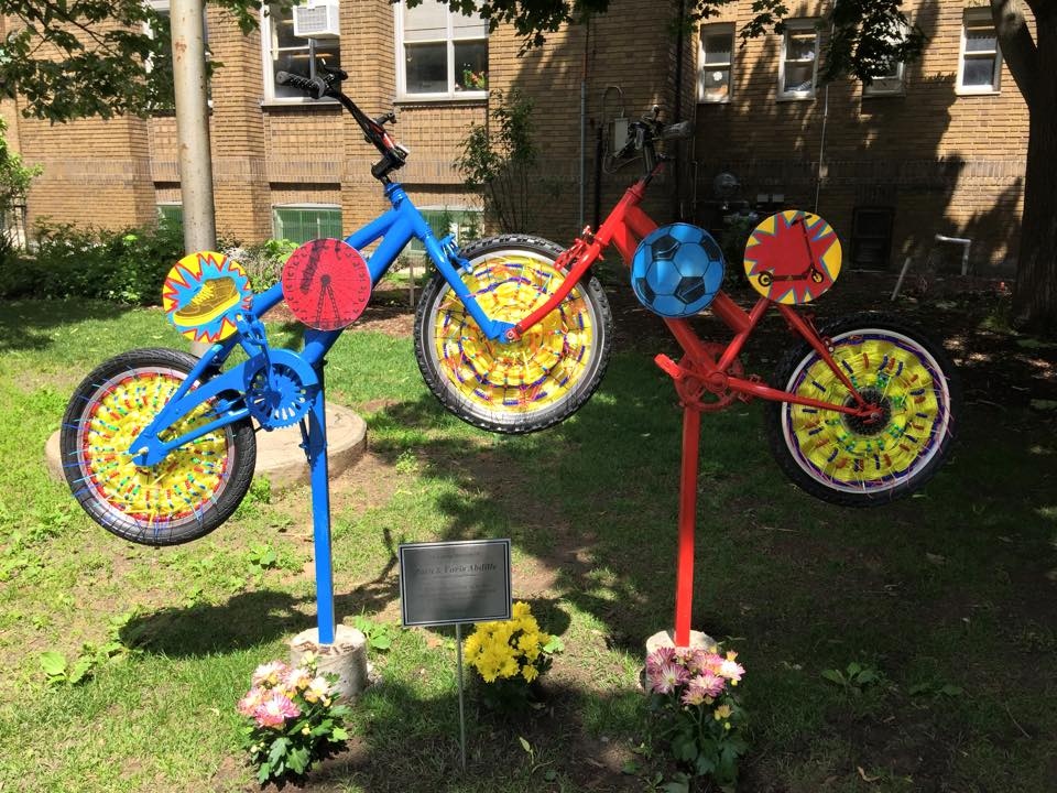 Bicycle art installation in East York 