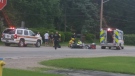 Emergency crews respond after a motorcycle crash in LaSalle, Ont. on Wednesday, June 17, 2015. (Angelo Aversa / CTV Windsor)