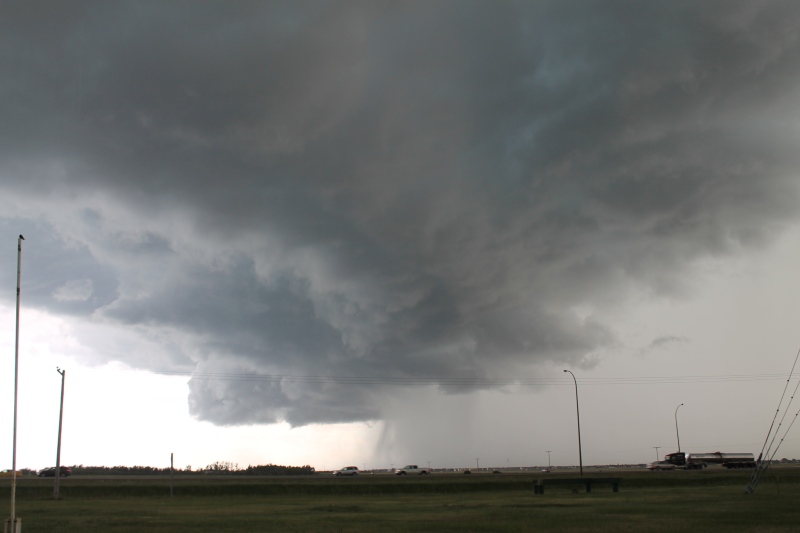 Storm clouds are seen near the Trans-Canada Highway east of Regina on Friday evening. (Ken Gousseau/CTV REGINA)