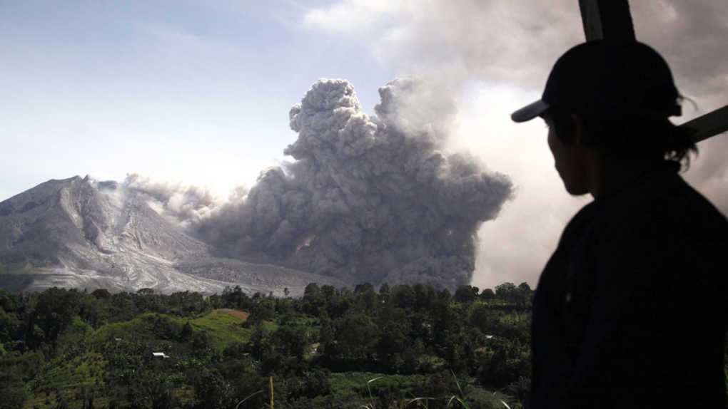 Mount Sinabung releases a pyroclastic flow
