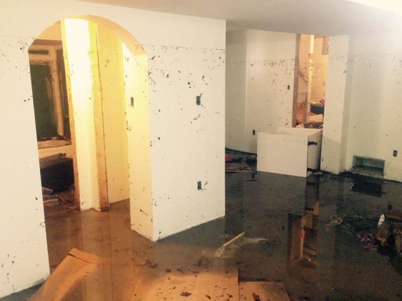 The flooded basement of Sarah Van De Vooren's home is seen in London, Ont. on Tuesday, June 23, 2015. (Derrick Kersey / Facebook)