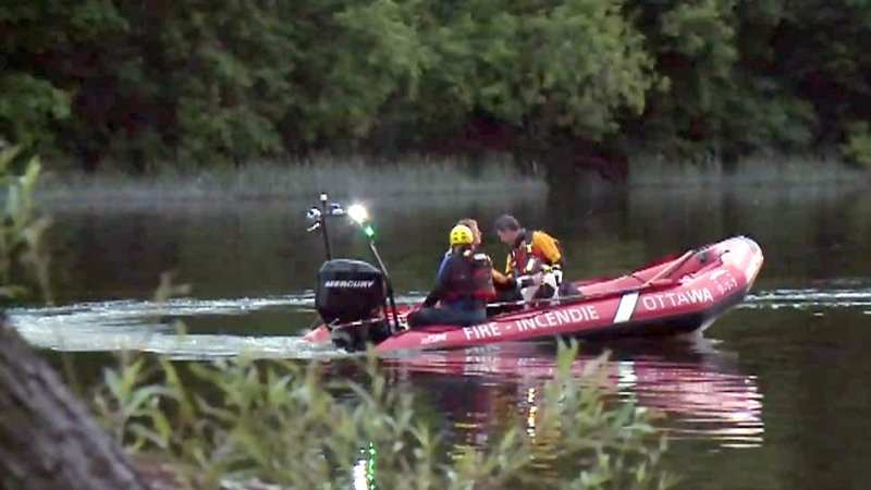 Ottawa Police search for a man who may have drowned after allegedly attempting to run down two officers on bicycles on Wednesday, June 24, 2015.