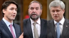 Liberal Leader Justin Trudeau, NDP Leader Thomas Mulcair and Prime Minister Stephen Harper are seen in this combination image. (Canadian Press) 