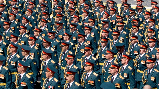 Russian army officers in Red Square