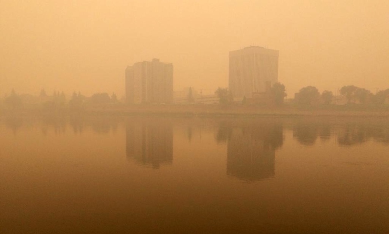 Smoky skyline in Prince Albert as a result of fires in northern Saskatchewan on Monday, June 29, 2015. (Teena Monteleone)