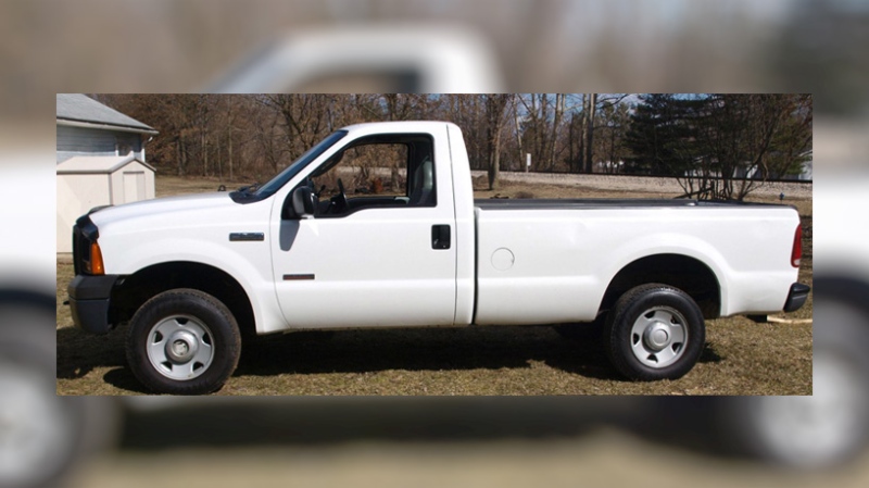 Ottawa Police are asking for the public's help to find the vehicle involved in a fatal hit-and-run on Leitrim Rd. on June 28, 2015. It is described as a white Ford Pickup (F-250 or F-350, Model Year 2004-2006), showing front end damage on the passenger side. This photo is of a similar model. Courtesy: Ottawa Police