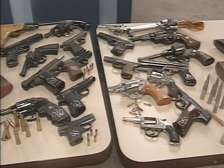 On Thursday, Nov. 6, 2008, Toronto police display some of the firearms turned in so far during the 'Pixels for Pistols' amnesty program.