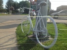 Ghost bikes are set up as sombre roadside symbols of cycling fatalities in Windsor, Ont., on June 29, 2015. (Rich Garton / CTV Windsor)