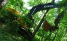 A reported stolen excavator damaged trees at Ojibway Park in Windsor, Ont., on June 28, 2015. (Dan Ceti / Facebook)