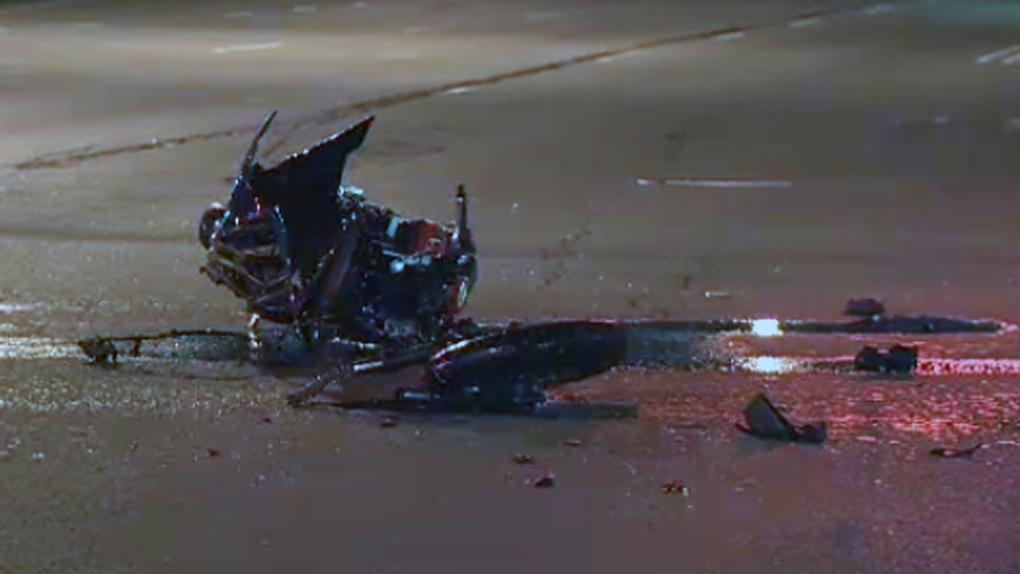 The motorcycle was destroyed in the crash