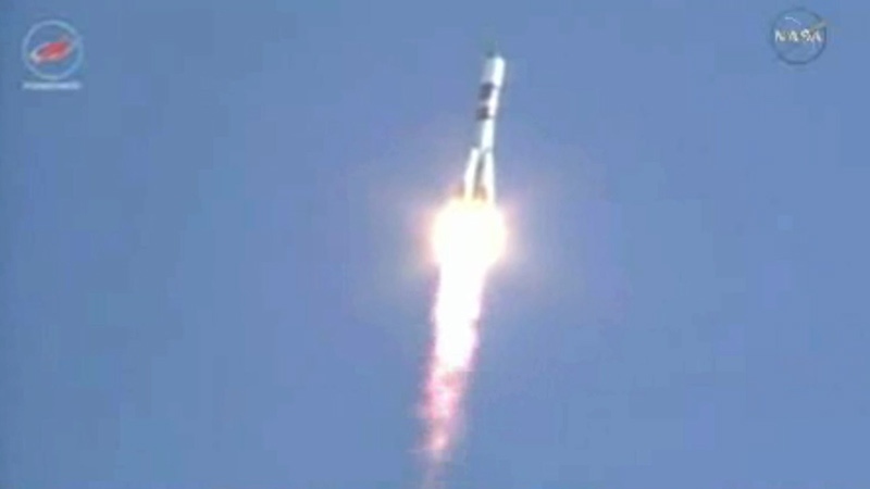 A Soyuz-U rocket blasts off from Russia