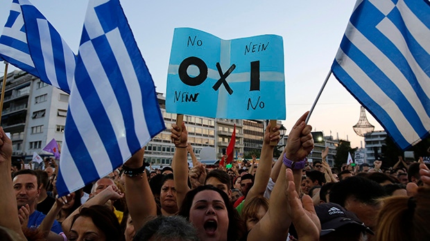 Greek referendum demonstrator