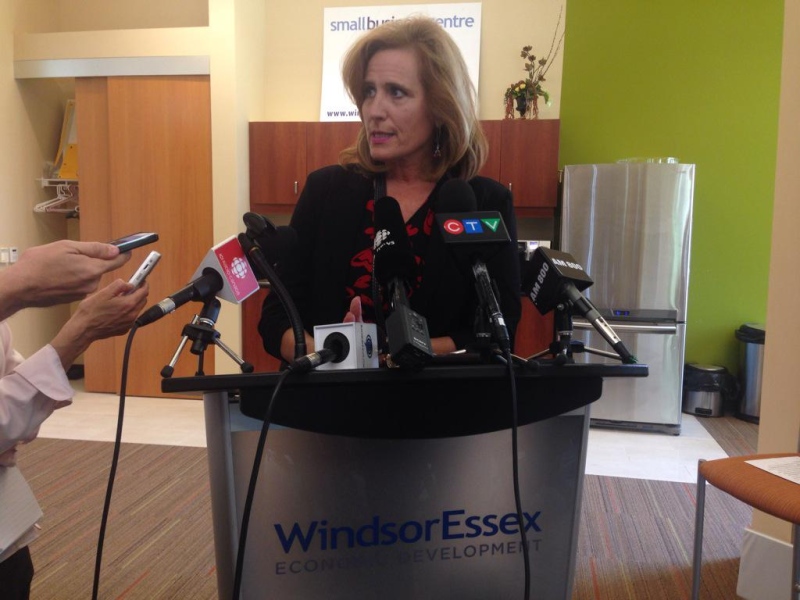Sandra Pupatello says she is stepping down as CEO of the development corporation in Windsor, Ont., on July 6, 2015. (Rich Garton / CTV Windsor)