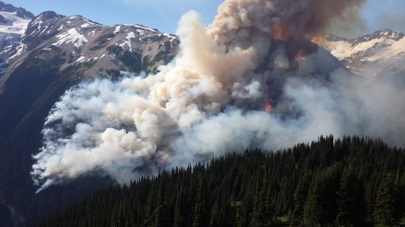 Smoke is seen from a fire near Lillooet, B.C, on Thursday, July 2, 2015. (BC Wildfire Service)