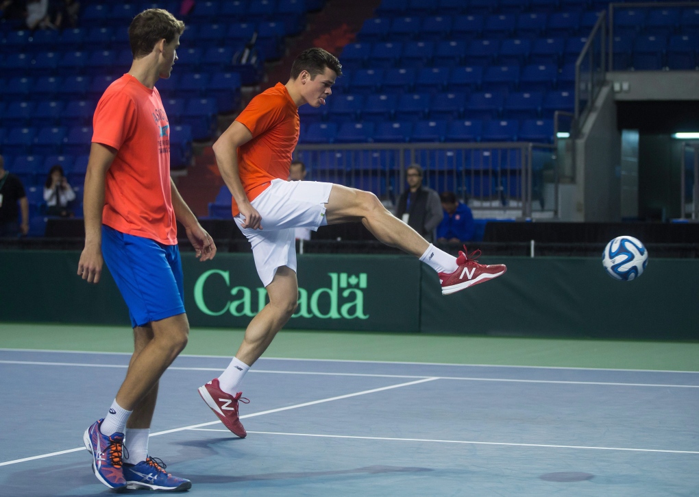 Raonic and Pospisil at Davis Cup practice