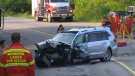 This photo shows a vehicle after it was involved in a head on crash northwest of Bracebridge, Ont. on July 11.
