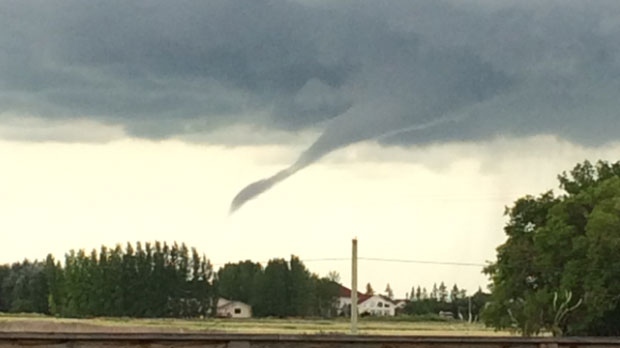 The funnel cloud, seen from Bridgwater Forest area in south Winnipeg on July 13. (Photo from Erin Audino) 