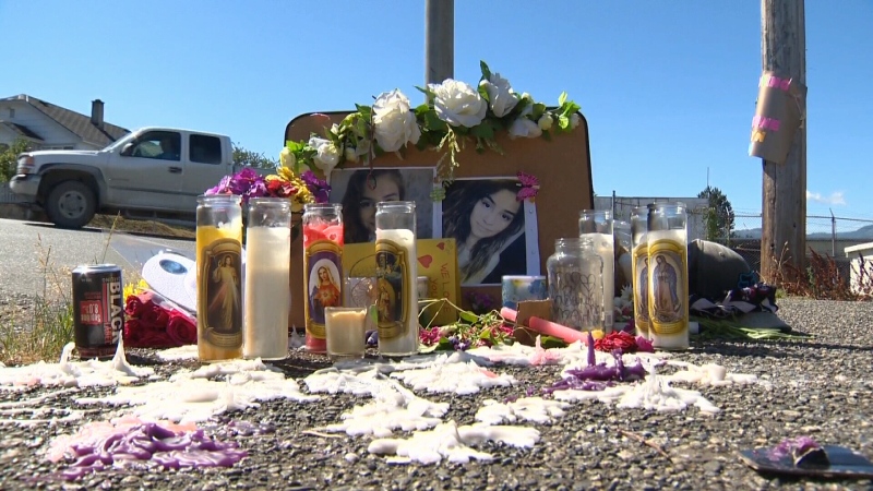 A memorial to slain 19-year-old Carlene Jack is shown in downtown Port Alberni on Thursday, July 16, 2015. (CTV Vancouver Island)