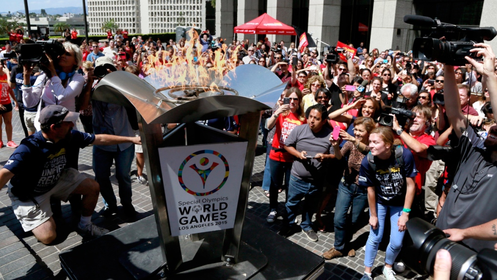 Special Olympic Flame of Hope in downtown L.A.