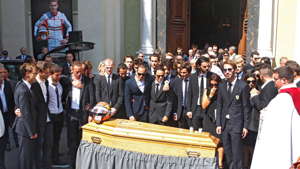 At Jules Bianchi's casket in Nice, France