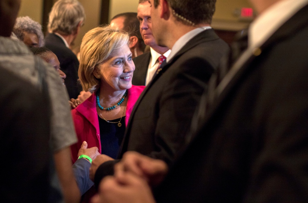 Hillary Clinton greets a supporter 