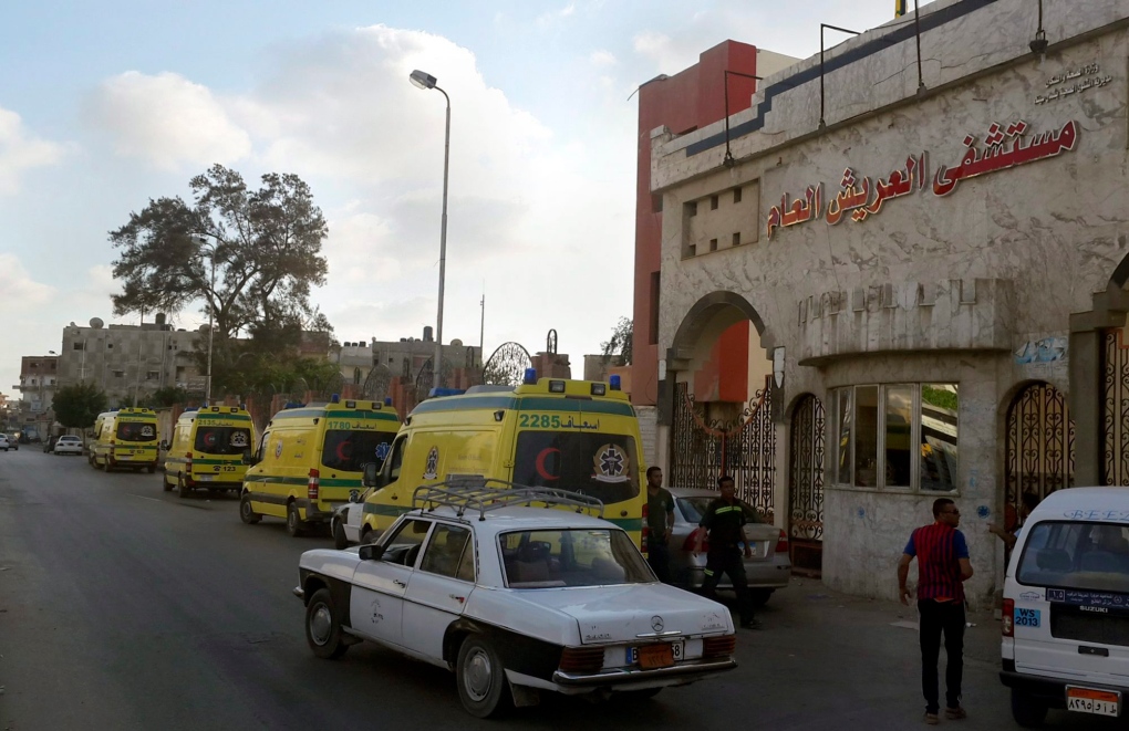 Ambulances at El Arish hospital in Egypt 