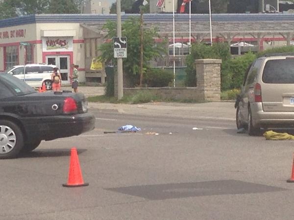 Pedestrian struck at Dundas & Third (Colleen MacDonald/CTV)