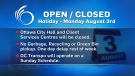 What open and closed in Ottawa